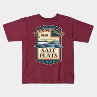 Bonneville Salt Flats International Speedway Vintage Retro Style Illustration Kids T-Shirt